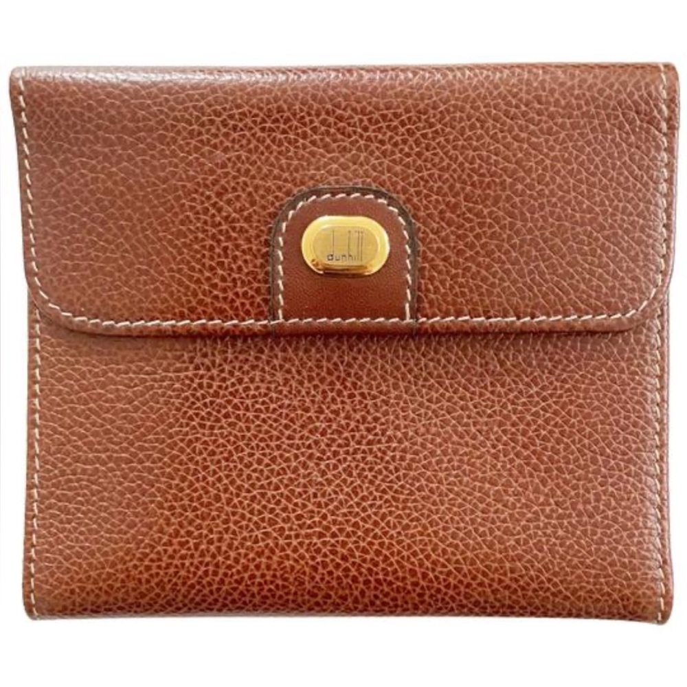 Dunhill saddle brown leather compact wallet